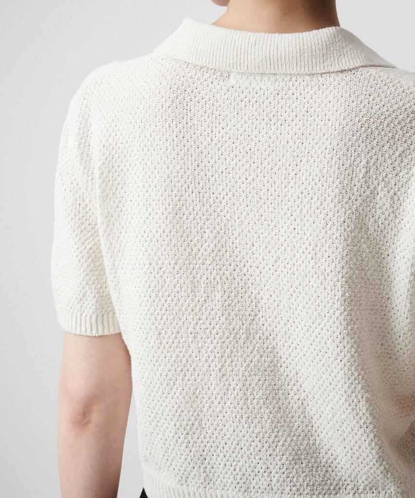 MUSINSA STANDARD WOMAN Women'S Linen Blend Textured Knitted Polo Shirt [Ivory]