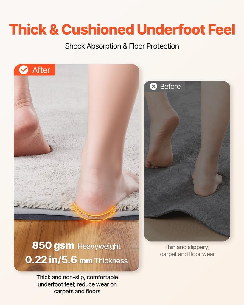 Rug Pad 2.44 x 1.52 m, Non-slip Carpet Area Pad, Rug Mat Padding with Dual Surface Felt Cushion & Rubber Gripper, Hardwood Floor Protection for All