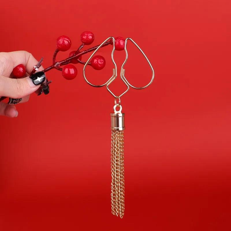 New 1 Pair Heart Nipple Clamps With Tassel Sex Adjustable Body Clips Non-piercing Jewelry For Women And Couples