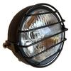 Karun Universal 12V Headlight with Guard for Vintage Motorcycles, Black (Type 2, Clear Lens)