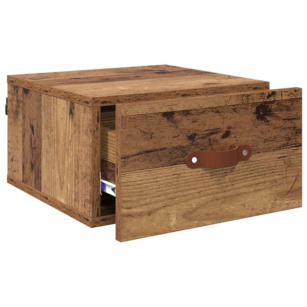 Wall Mounted Nightstand Reclaimed Wood Look 35 x 35 x 20 cm