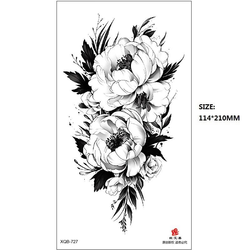 Emmy Black Series Butterfly Rose Flower Tattoo Sticker Set Water Transfer Paper