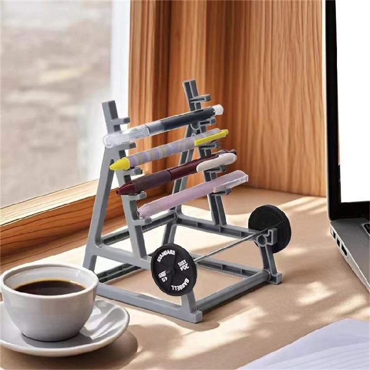 Barbell Themed Pen Display Stand Paint Brush Holder Desk Pen Organizers Rack for Office Desktop Storage and Organization