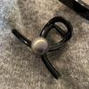 Large Black Pearl Grab Clip Women Simple Niche Premium Hair Clip Back Head Shark Clip Hair Accessories Retro Headwear