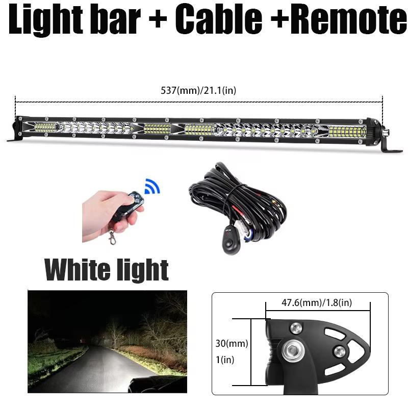 Slim 10'' 20inch LED Work Light Bar 12V 24V White Yellow Driving Fog Light for Jeep Trucks ATV Off Road 4x4 with Cable Remote