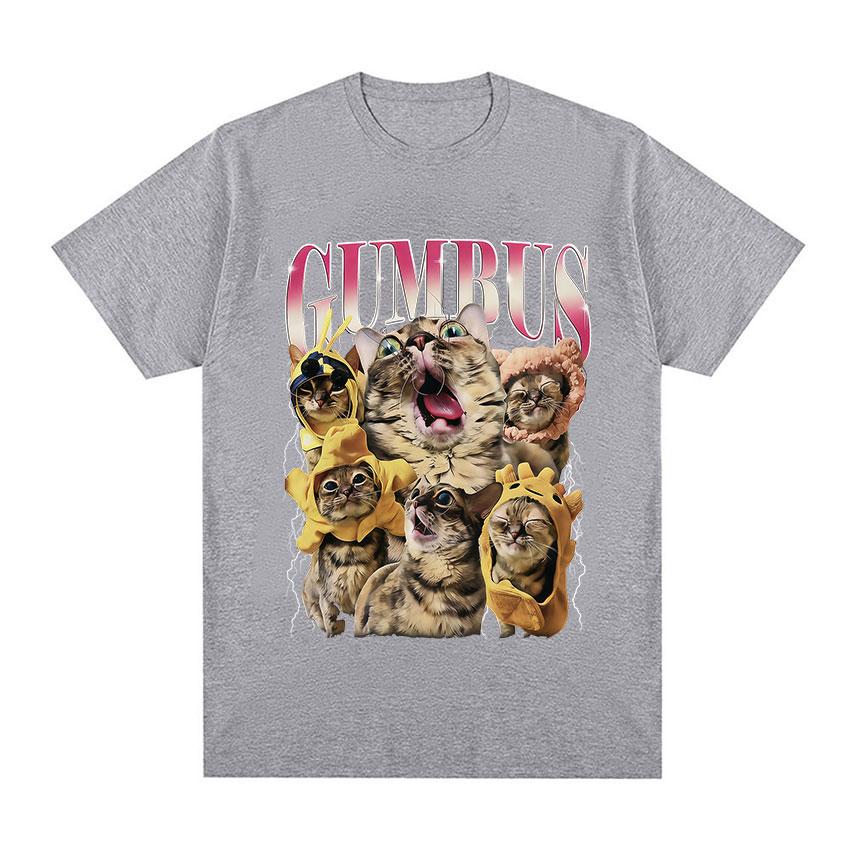 GUMBUS Funny Cat Meme Graphic TShirt Unisex Women Fashion Harajuku Short Sleeve T Shirt Vintage Oversized High Quality Cotton Tees