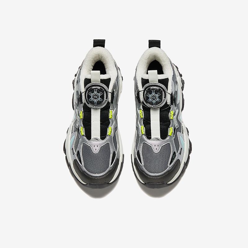 Anta Childrens Summit Fleece Comfortable Lightweight Shock Absorbing Warm Mid-Top Casual Shoes Kids Casual Shoes Mica-Gray A12446917-1