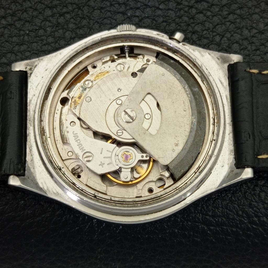 USED ORIENT JAPAN MENS AUTOMATIC DAY&DATE BLACK COLOR DIAL WATCH A432326-2 R111-a432326