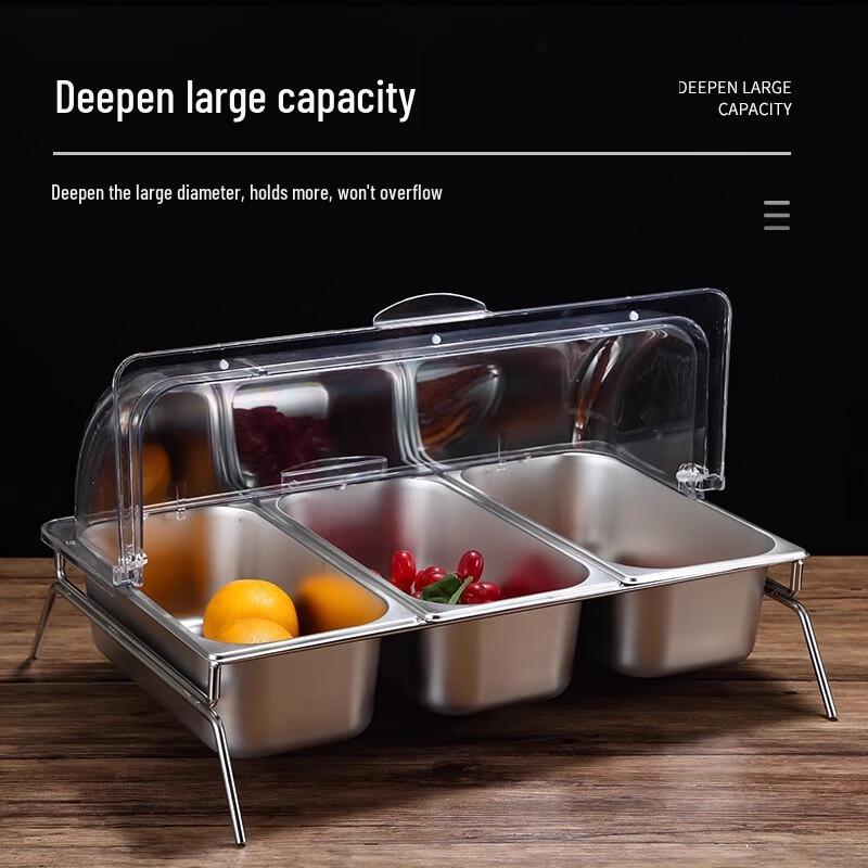 Stainless Steel Buffet Food Display Basin with Flip Lid