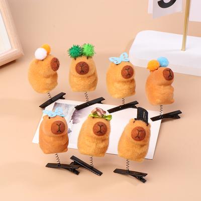 5 Adet Komik 3D Kapibara Saç Tokası Çizgi Film Peluş Toka Ördek Gagalı Klips Festival Partisi Saç Aksesuarları İçin