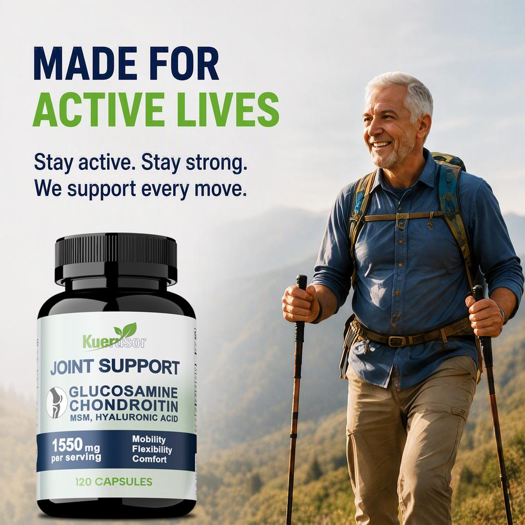 Joint Support Glucosamine Chondroitin Hyaluronic Acid Capsules 120 Count 1550mg — Mobility Support, Flexibility, Joint Comfort, Daily Wellness