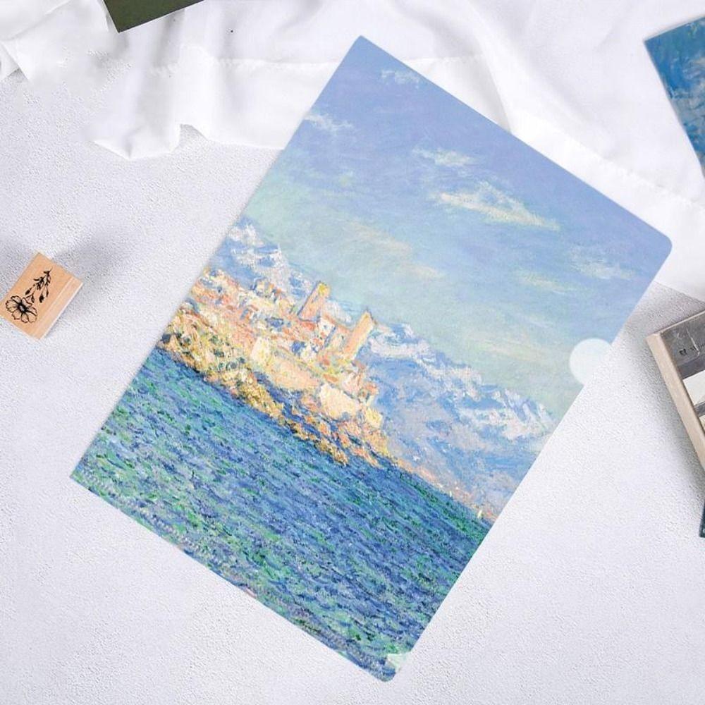 Presentation Folder L Shaped Folder Funny Famous Painting Series Documents Paper Organizer Storage Bag A4 File Folder Desktop