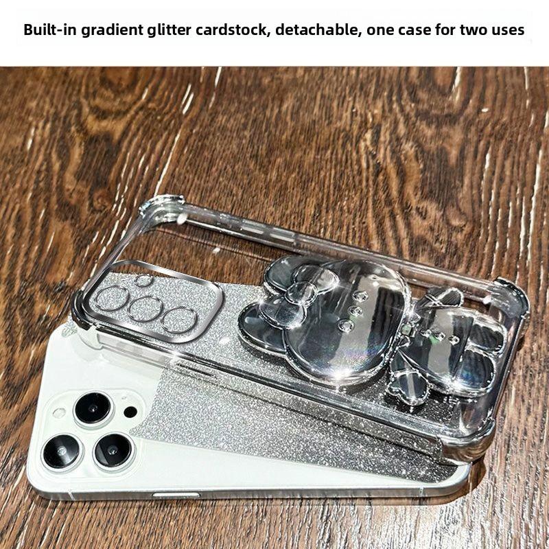 Glitter Mirror Rabbit Stand Holder Phone Case for Samusng Galaxy A57 A37 A17 A07 A56 A36 A26 A16 A55 A35 Four Corner Soft Cover