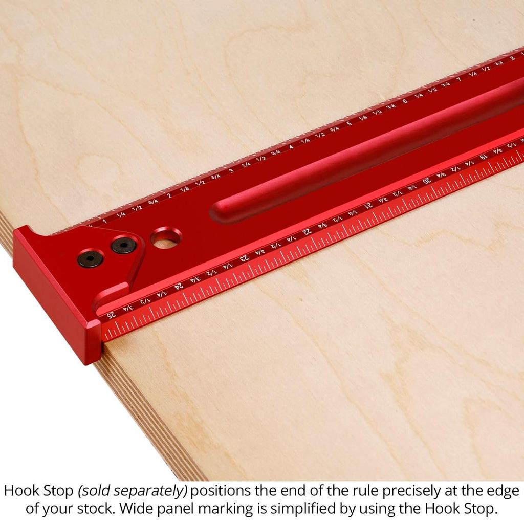 Woodpeckers Woodworking L2R Center Laser Engraved Precision Aluminum Metric Woodworking Ruler with Beveled Edges Rule, 300mm, & Scale, USA-Made