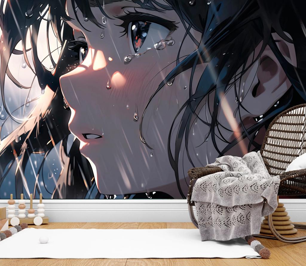 Anime Wallpaper Girl In The Rain Mural Removable Self Adhesive Print For Youth Wall Art Anime Characters Game Room Décor