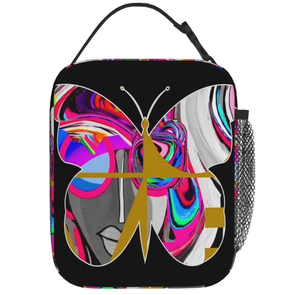 Insulated Purple Butterfly Lunch Bag - Reusable Cooler Tote for Women/Men - Waterproof & Leakproof - Lunch Box for Picnic Office
