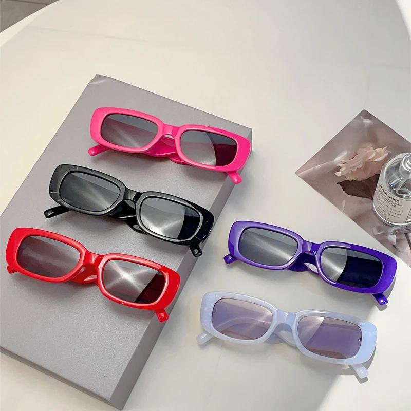 Vintage Rectangle Sunglasses Women New in Original Shades for Wedding Trendy Fashion Design Party Bride Sun Glasses