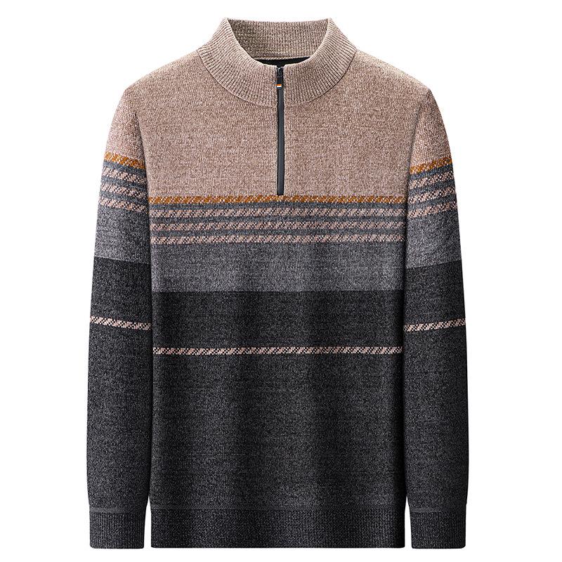 2025 Men's Half-Zip Velvet Knit Sweater: Versatile, Thick, and Stylish for Autumn/Winter