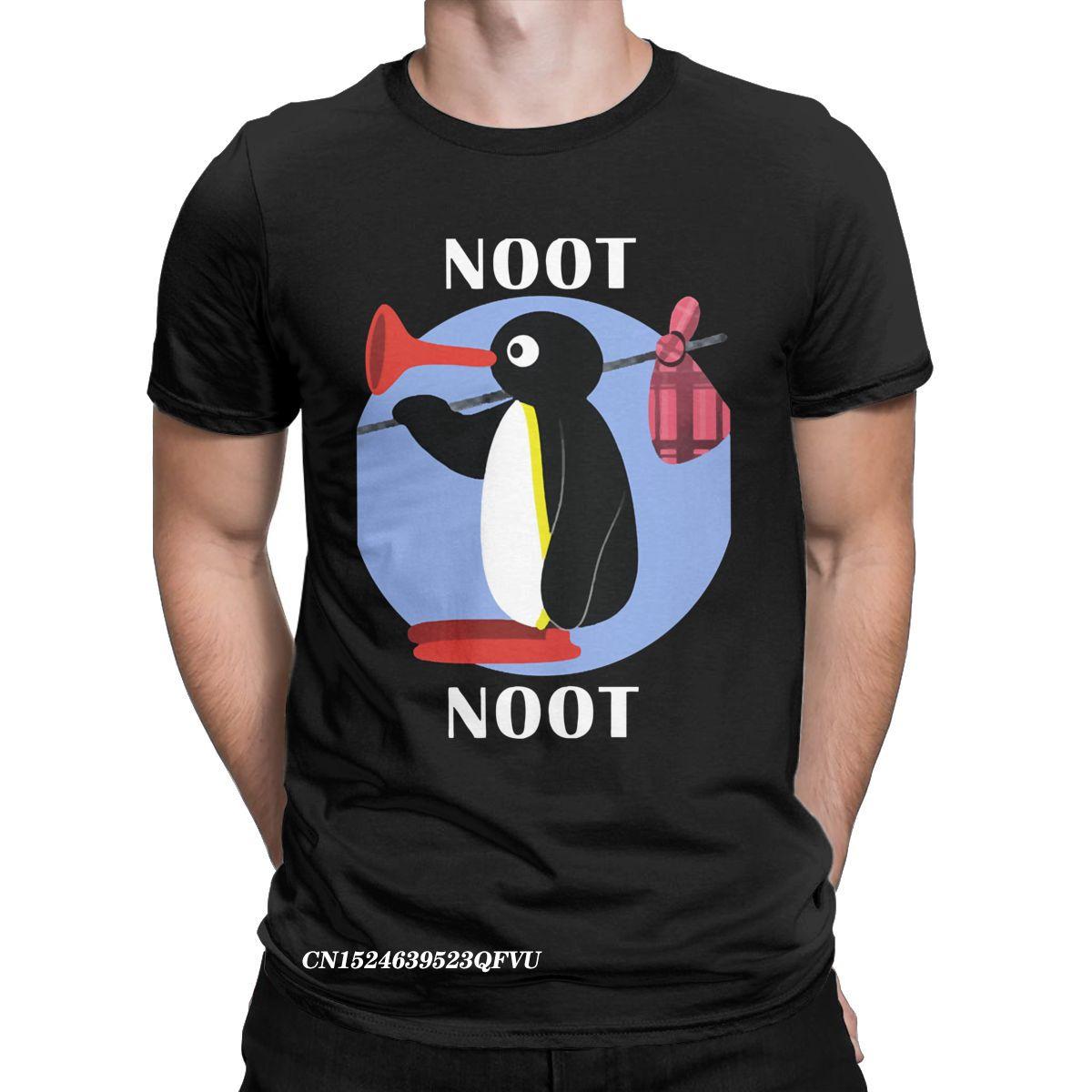 

Noot Noot Pingu Tshirt Men Women Cotton Vintage T-Shirts Round Neck Penguin Tee Shirt Harajuku Clothes Classic XXXXXL чорний