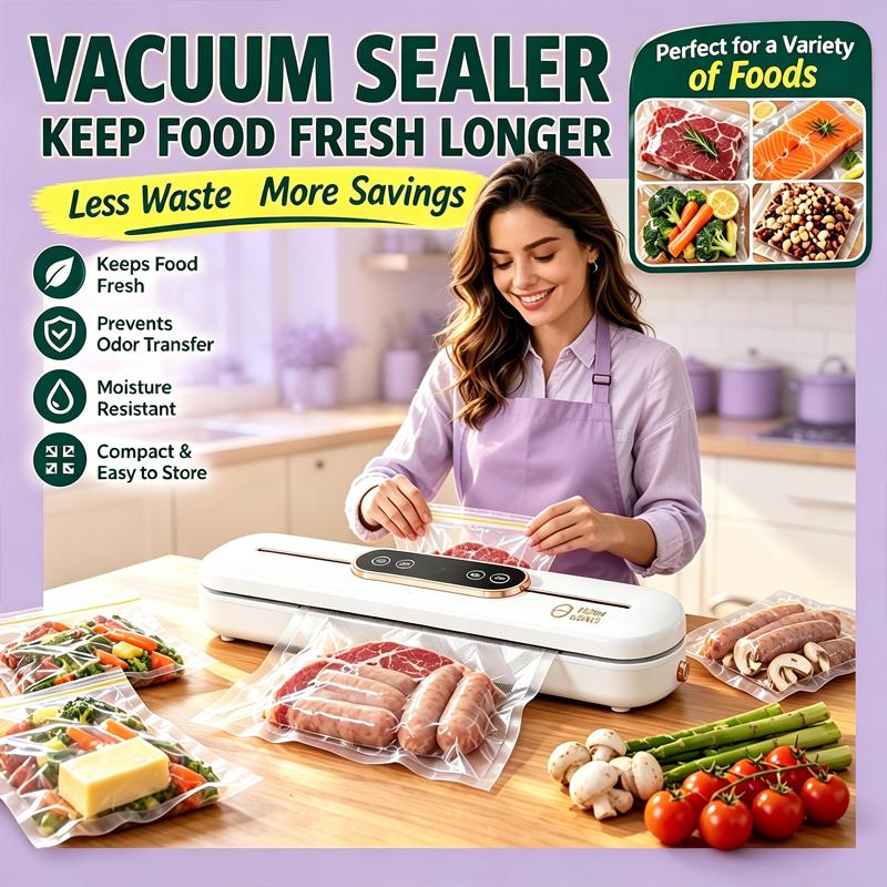 Mini Vacuum Sealer – Keep Food Fresh Longer, Compact & Automatic for Home Kitchen