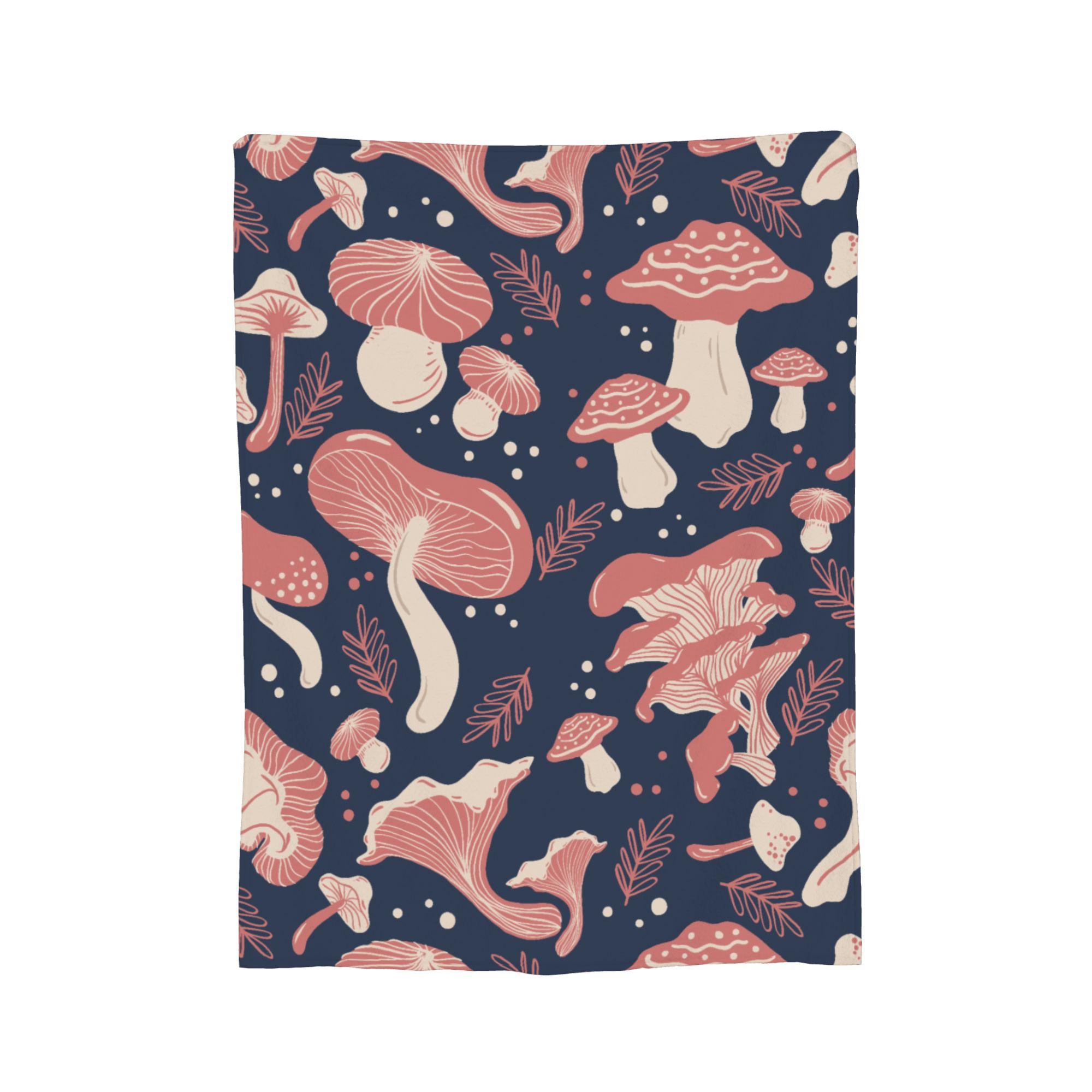 

Leaf and Mushroom Pattern Blanket Flannel Printed Multi-function Lightweight Throw Blanket for Home Couch Rug Piece 30x40in