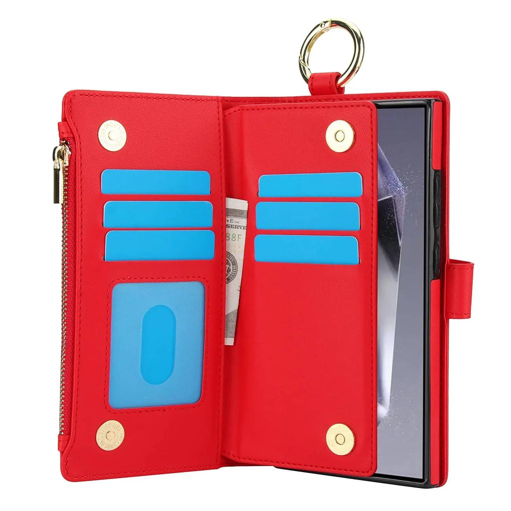 for Samsung Galaxy S24/S23/S22/S21 Ultra Note 20 Ultra Wallet case with Zipper Credit Card Holder RFID Blocking,Flip Folio Cover