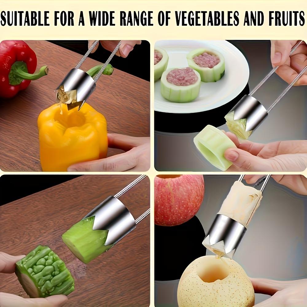 Stainless Steel Multi-Purpose Fruit Vegetable Corer Seed Remover Universal Kitchen Gadget for Apple Pear Tomato Bell Pepper