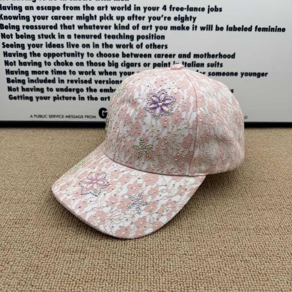 Light and breathable lace cap, hot diamond flower design, comfortable outdoor travel versatile sunshade baseball cap