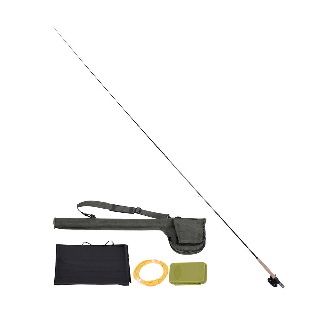 Ensemble Cannes à Pêche à la Mouche Moulinet 2,7M 4 Sections Fibre de Carbone Pointe Sensible Canne à Truite Kit Tube de Cannes Portable Pêche à la Mouche