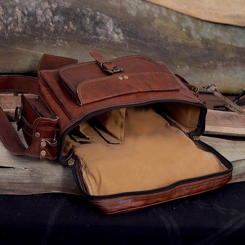 Personalized Leather Camera Bag: Vintage Style Crossbody Travel Bag