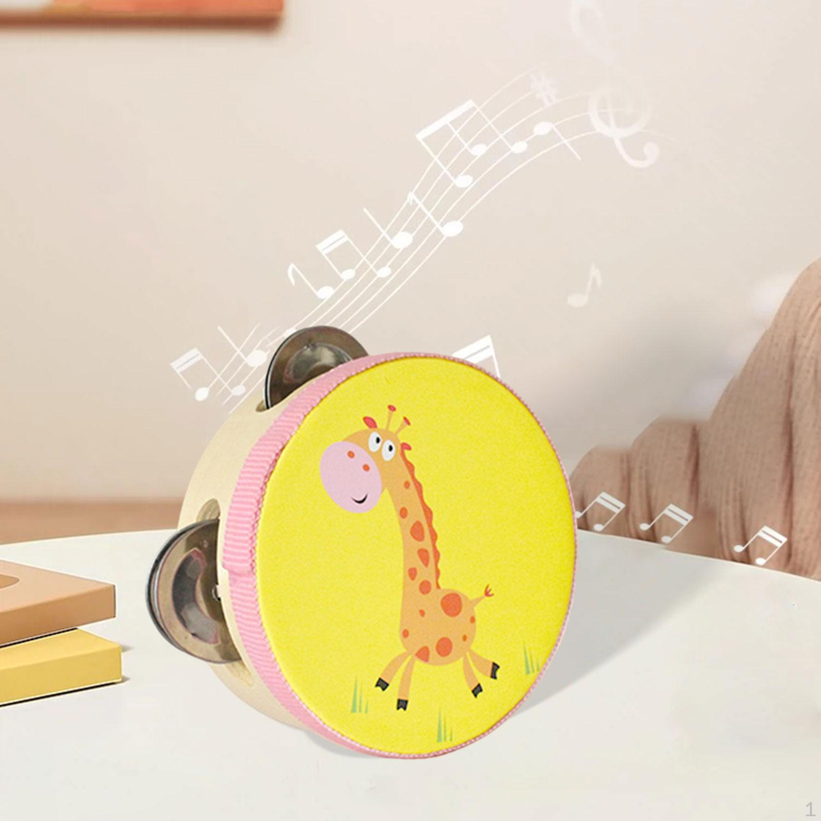 

Деревянные ручные тамбурины двухрядные тамбурин барабан колокольчик для игровых игрушек 10cm_Giraffe