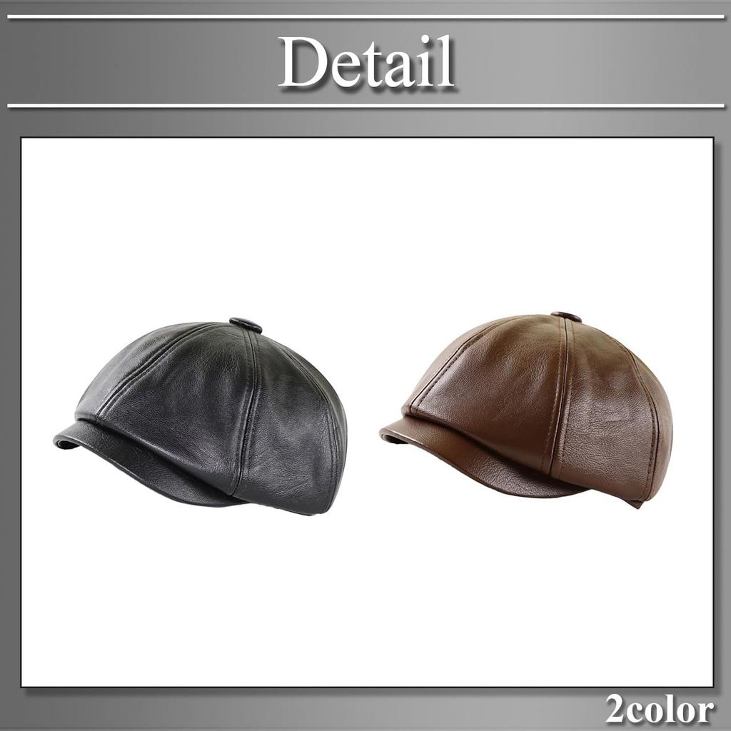 Buzz Selection Leather and PU Leather Newsboy and Cool for Men and CAQ287 Hat, Stylish, Simple, Women, (Black)