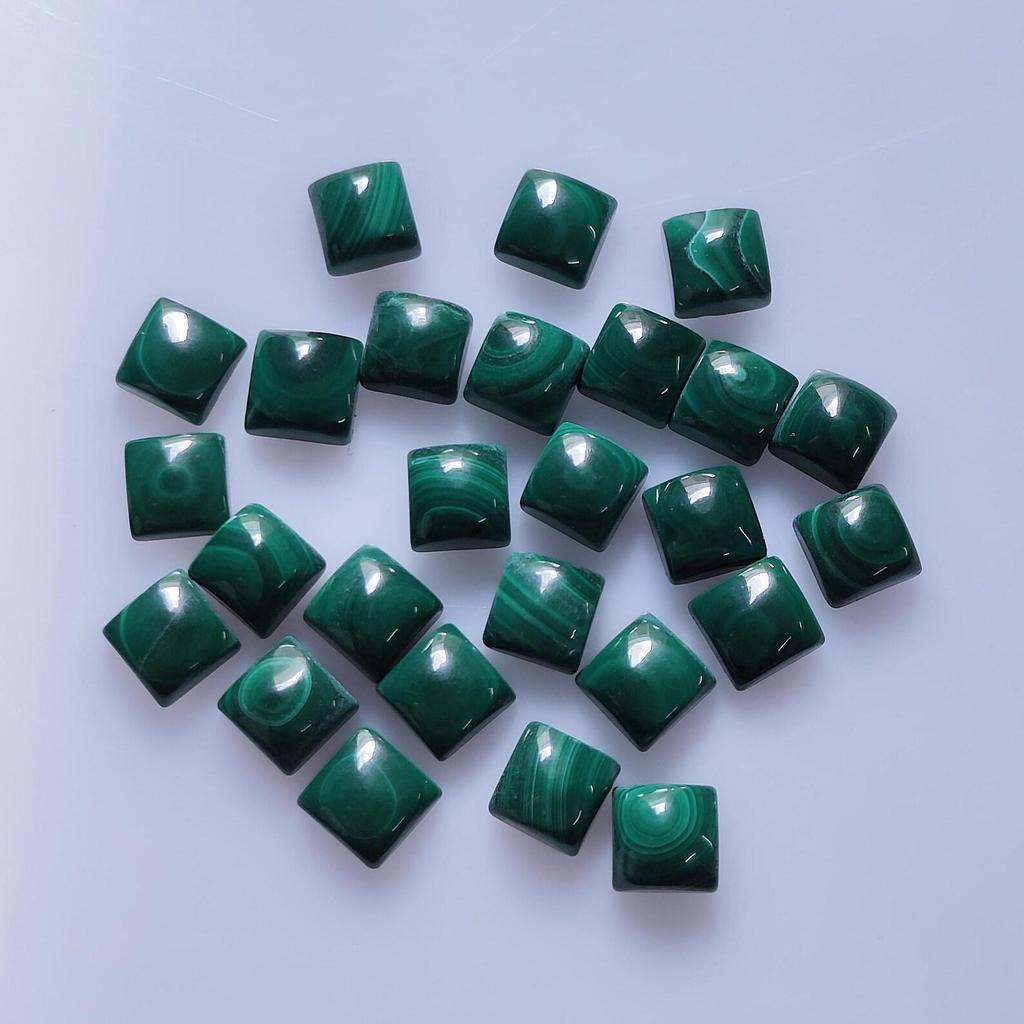 Natural Malachite Square Cabochon, Green Malachite Gemstone, Square Flat Back Stone, Loose Malachite Cabochon for Jewelry Making