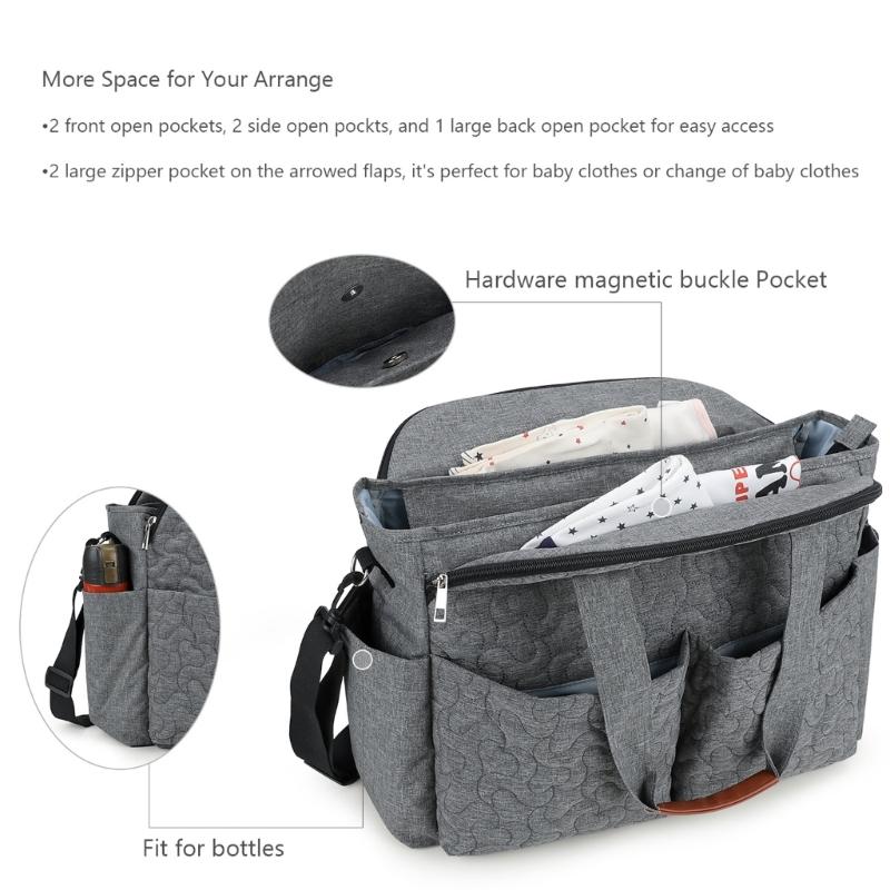 Polyester Quilted Storage Solution Multiple Compartments Diaper Bag Functional Spacious for Baby Essential