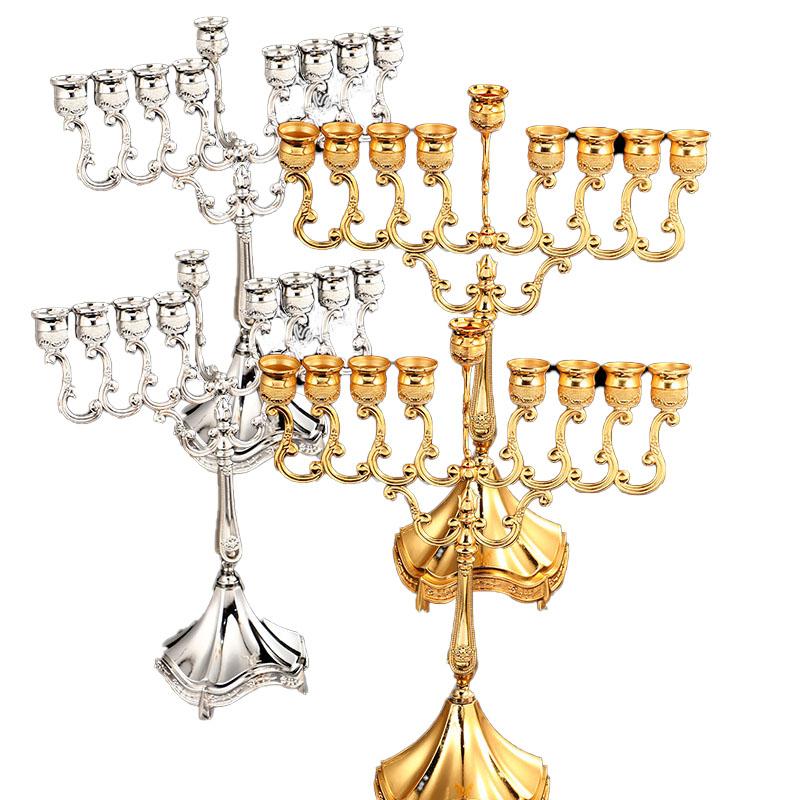 9-head European Light Luxury Zinc Alloy Candle Stand Retro High-end Candlelight Dinner Romantic Desktop Decoration