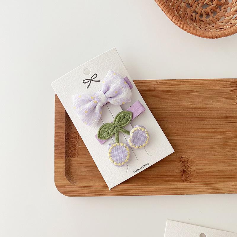 2 Purple Bowknot Hair Clips, Perfect for Korean-style Young Girls, Versatile for Youthful Bangs and Hair Accessories.