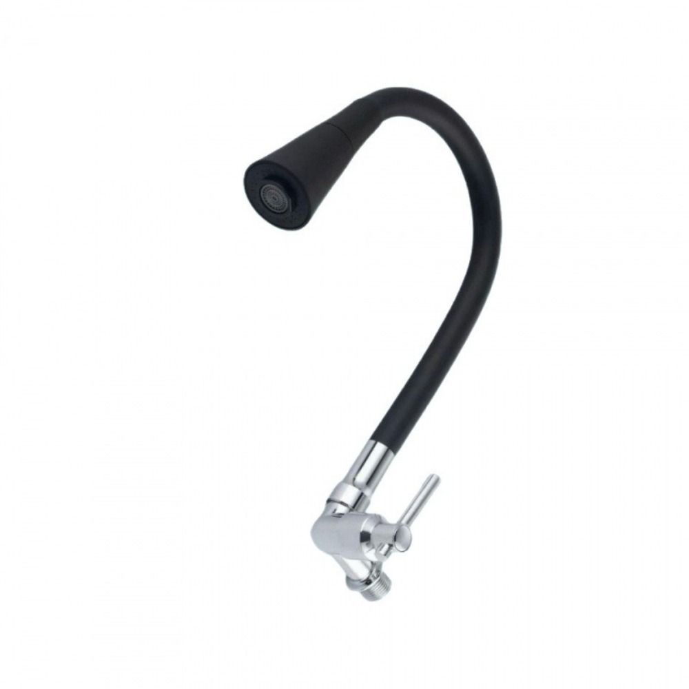 Black Wall Mounted Kitchen Faucet Flexible Rotatable Neck Colorful Optional Single Cold Water Tap