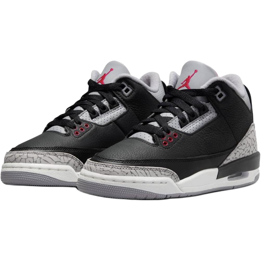 Novo Jordan Air Jordan 3 Amortecimento Anti-Impacto Cano Médio Sapatos de Basquetebol Infantil Preto Adolescentes DM0967-010