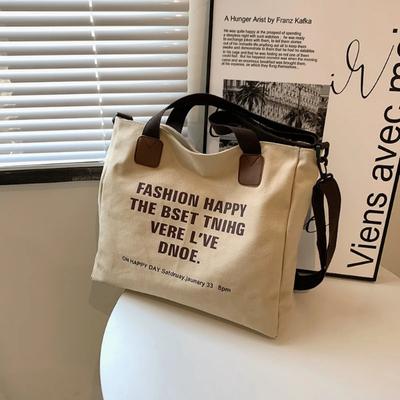 Multifunctional Chest Bag Fashion Trend Large Capacity Canvas Shopping Tote Bag Single Shoulder Bag Class Artistic Handbag 1Pc