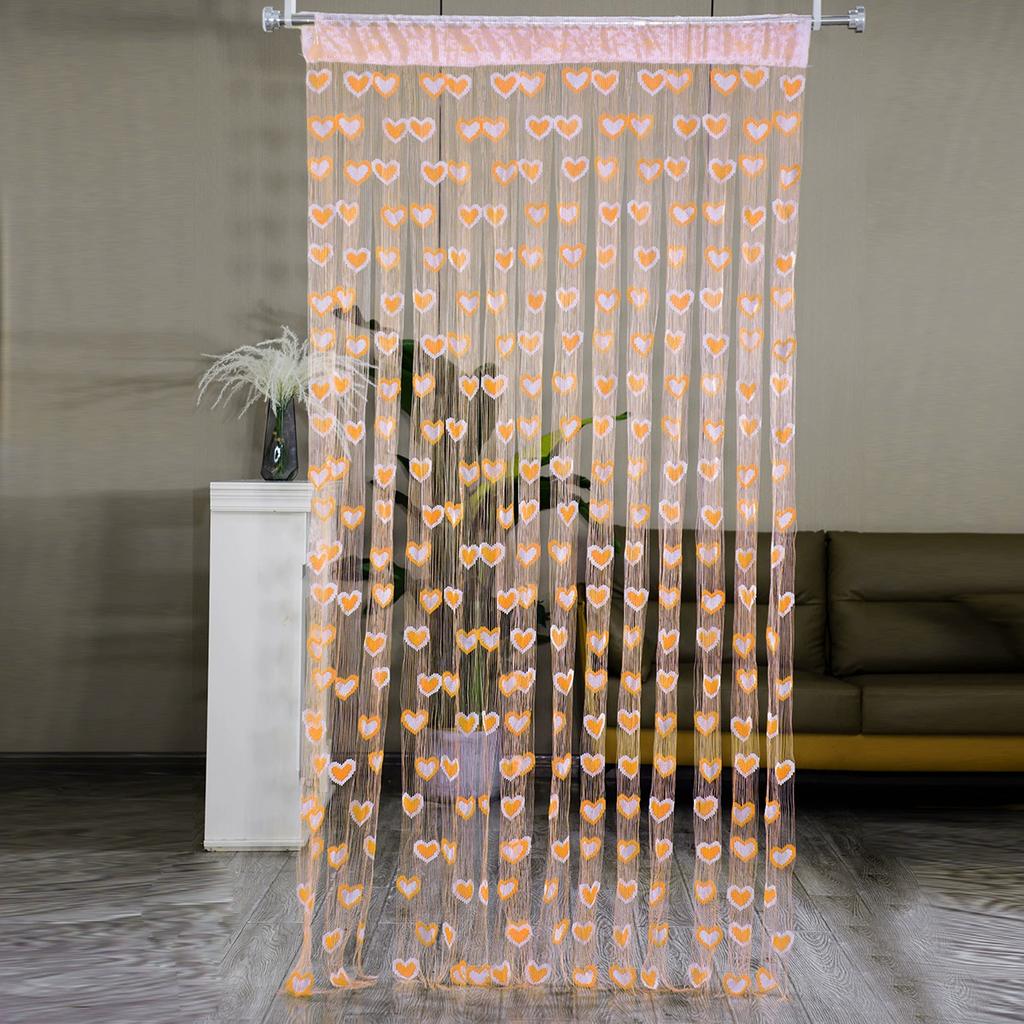 100*200cm Tassel Two-Color Heart-shaped Curtain Romantic Loving Heart String Sheer Curtains for Home Living Room Bedroom Curtain