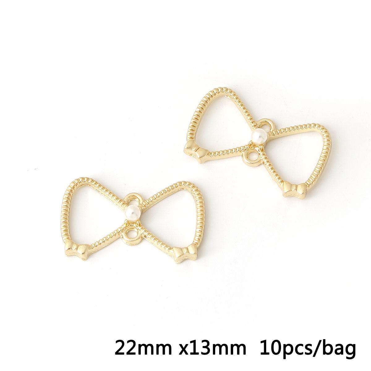 

10шт металлический бант подвеска DIY ювелирные аксессуары фурнитура поставки для изготовления ювелирных изделий 02 золотой
