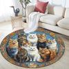 Cats Round Area Rug,Carpet Rug for Living Room Bedroom Sofa Playroom Decor,Non-slip Floor Mat