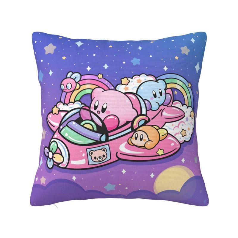 Custom Kirbys Video Game Cushion Cover Cartoom Anime Velvet Modern Pillow