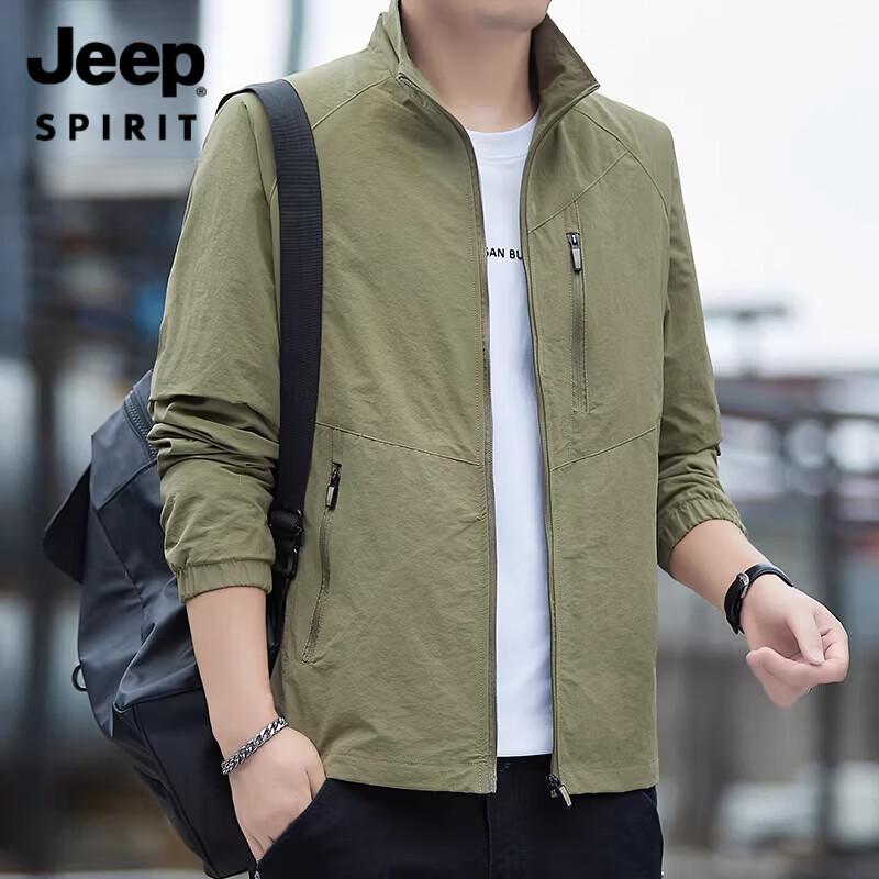 JEEP SPIRIT Men's Stand Collar Casual Workwear Jacket