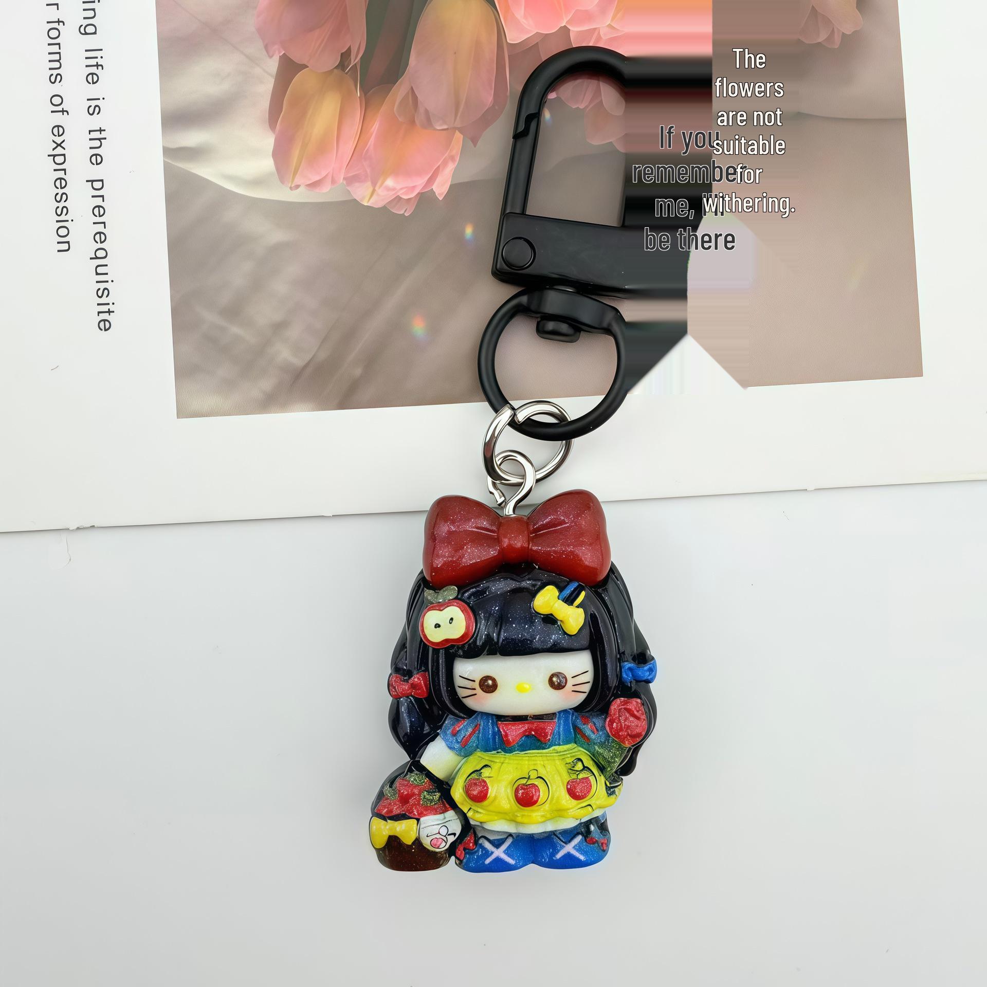 Adorable Floral Girl & Heart Keychain Charm