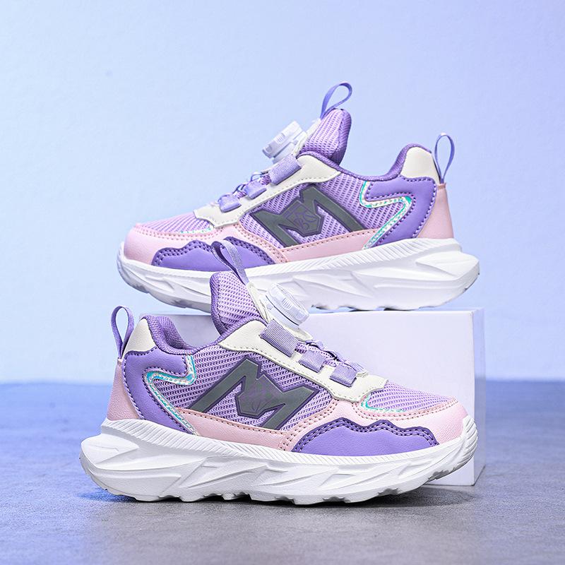 Children's Sports Shoes Boys and Girls 2025 Spring and Autumn New Breathable Mesh Shoes Primary School Boys Button Shoes Running Shoes