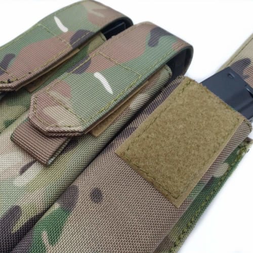 US TACTICAL Genuine Fabric Molle System Military Standard Triple Magazine Pouch for MP5, MP7A1, and Other Models (CP Camo)