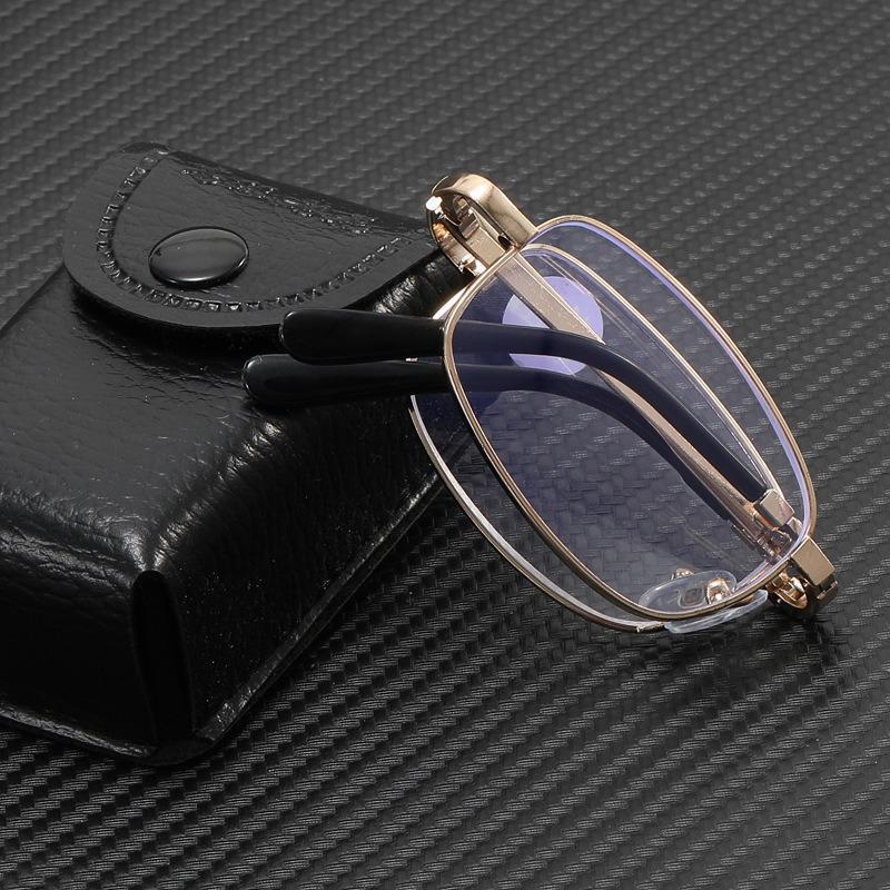 

Модные складные очки для чтения из металла HD: Полная оправа, защита от синего света, удобство переноски, идеально подходит для пожилых людей. +200 degrees золотой