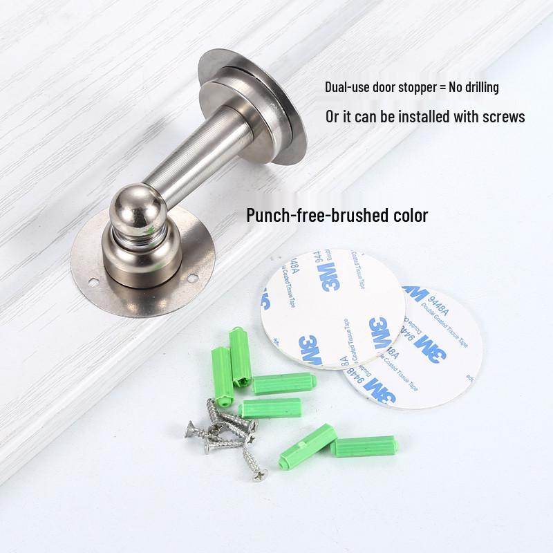 

Magnetic Stainless Steel Door Stopper: Anti-Collision, Strong Hold, Self-Adhesive, Nail-Free Door Catch for Home.
