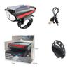 Solar Rechargeable Bicycle Headlight 250 Lumens Bike Horn Alarm  for Outdoor Riding